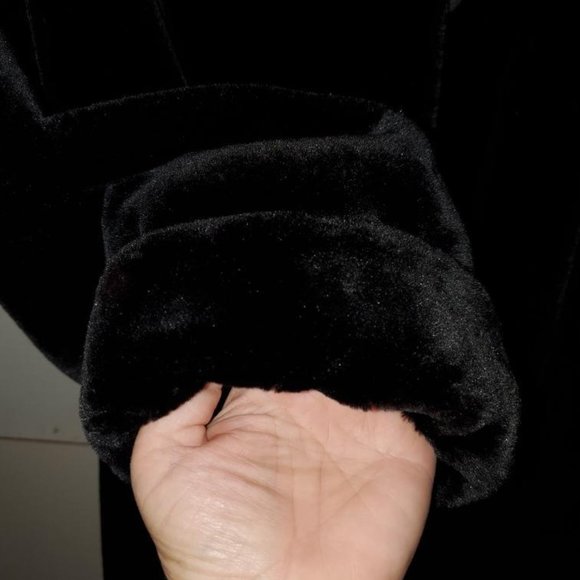 Dennis Basso Lg Blk Plush Faux Fur Jacket Elegant - Picture 11 of 12